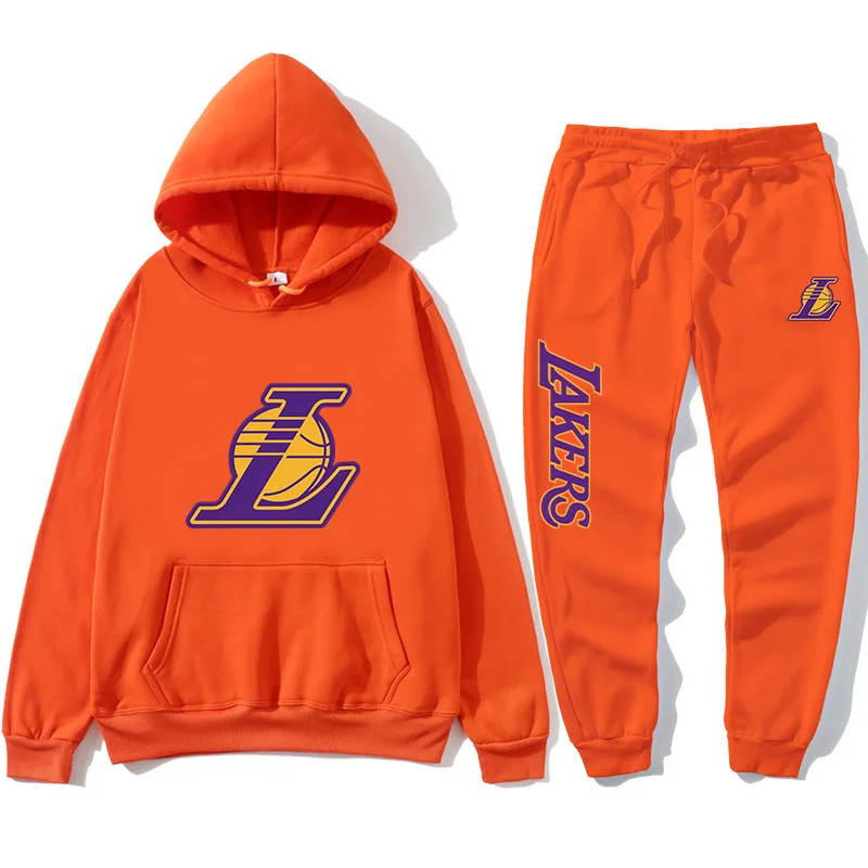 Autumn Winter Fashion Men'S  Women'S Sports Suits Team Printing Hoodie Set Couples Tracksuit Hooded Basketball Sweatpants Suit