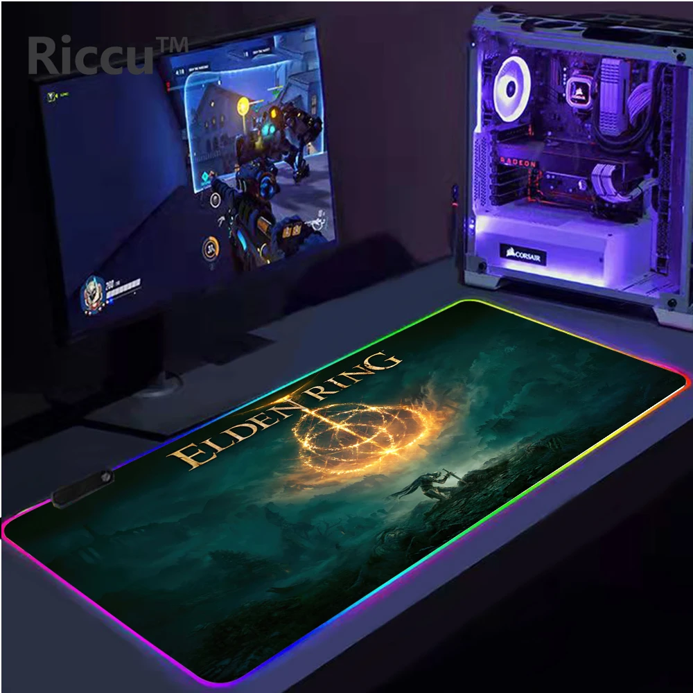 

New Game Elden Ring Mouse Pad Ashen One Fire Keeper Fashion RGB Mousepad Rubber Lock Edge Gamer Mouse Mat Large Desk Pad Props