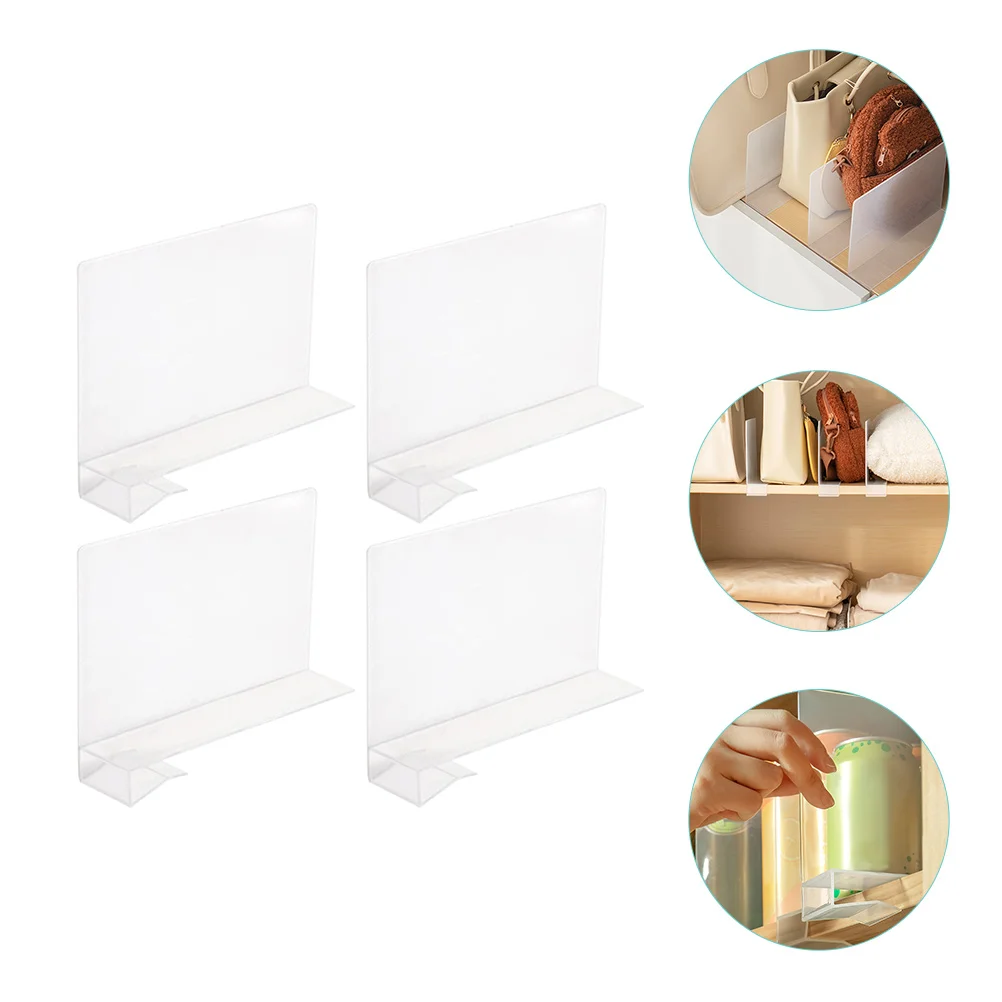 

4 Pcs Partition Plate Storage Plastic Drawers Shelf Divider Closet Wardrobe Dividers Book Organizer Pp Compartment