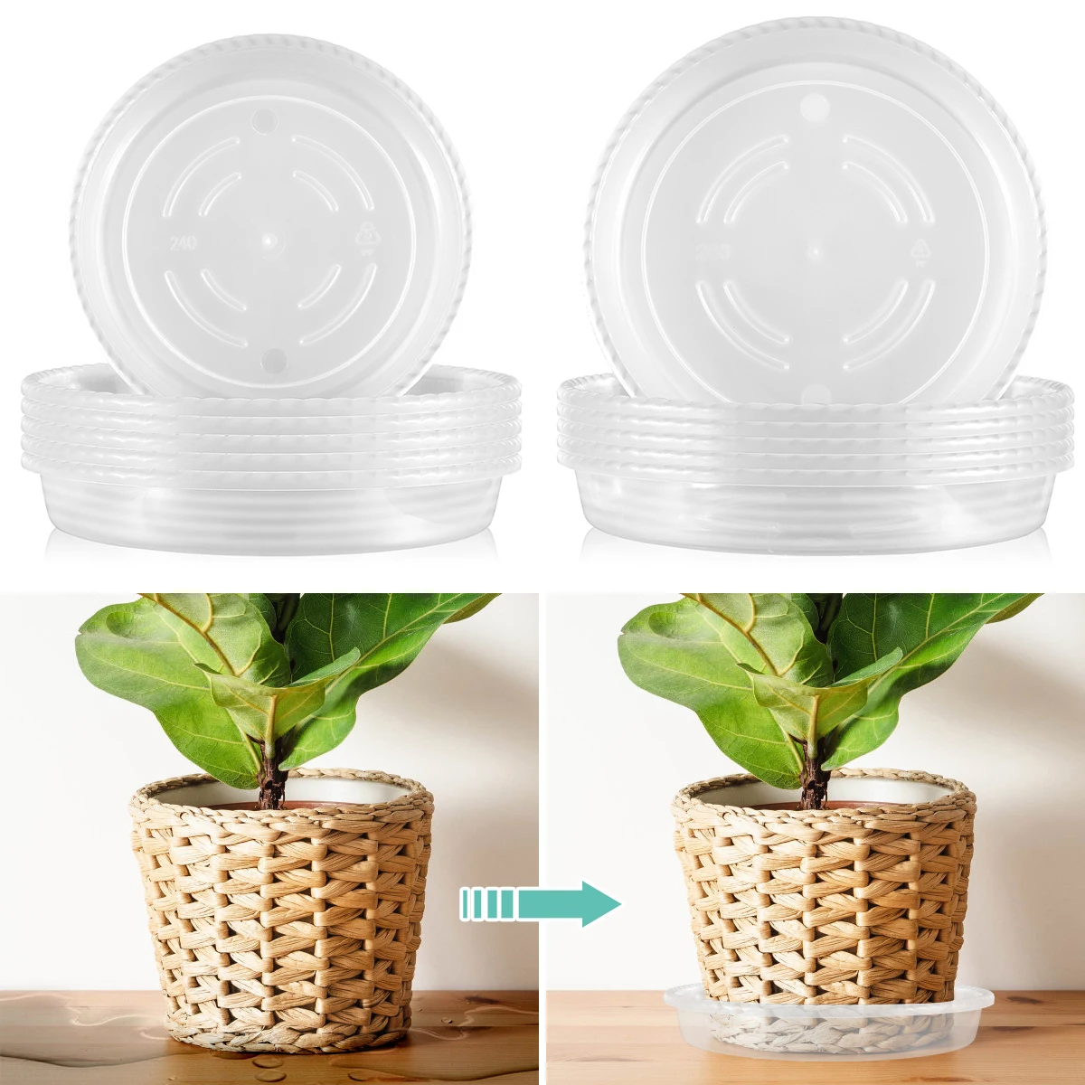 

6Pcs Flower Pot Tray Plastic Plant Saucers Thick Anti-Leak Plant Pot Tray for Indoor Outdoor Home Balcony Garden Plant Pots