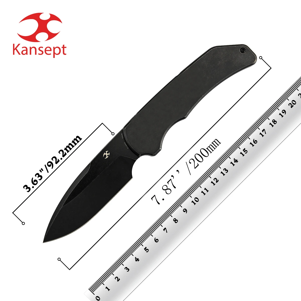 Фото Складные ножи Kansept K1104 Hazard, 3.63 дюйма, лезвие из стали CPM S35VN/дамасская сталь, титановая рукоять, дизайн Стивена Даннака. №1
