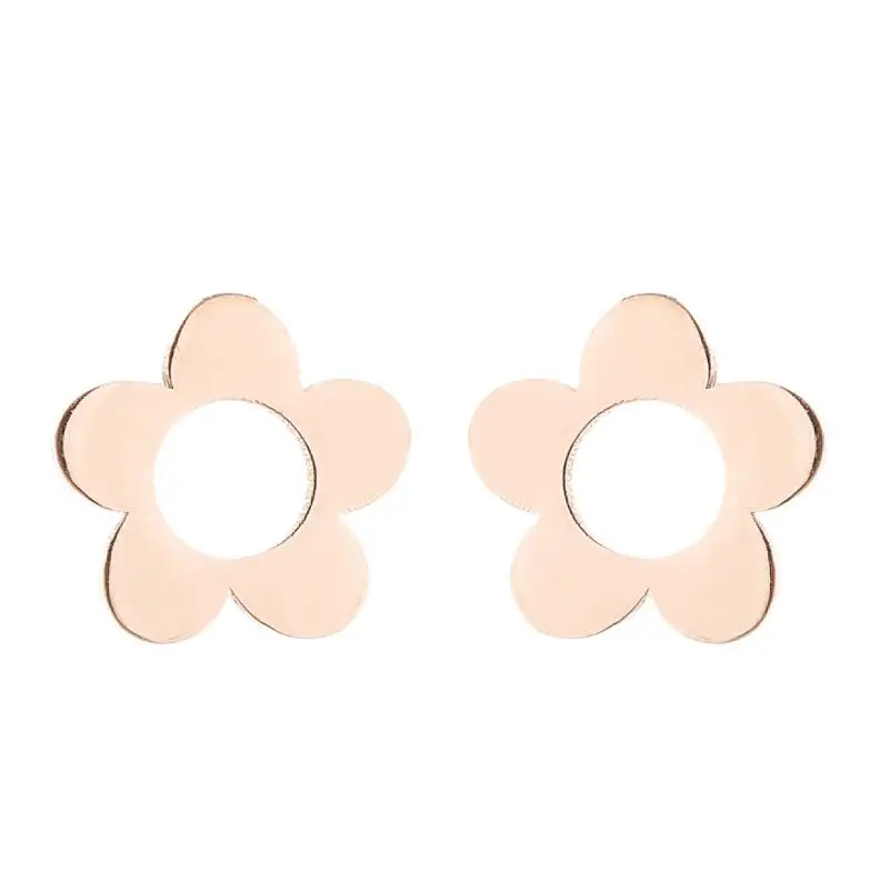 Серьги-гвоздики Shuangshuo в виде цветка из нержавеющей стали с пятью лепестками для