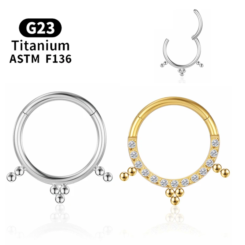 

Piercing Industrial Tragus Earrings Septum Gold Titanium Women Clicker Helix Charming Zircon Interna G23 Labret Body Jewelry