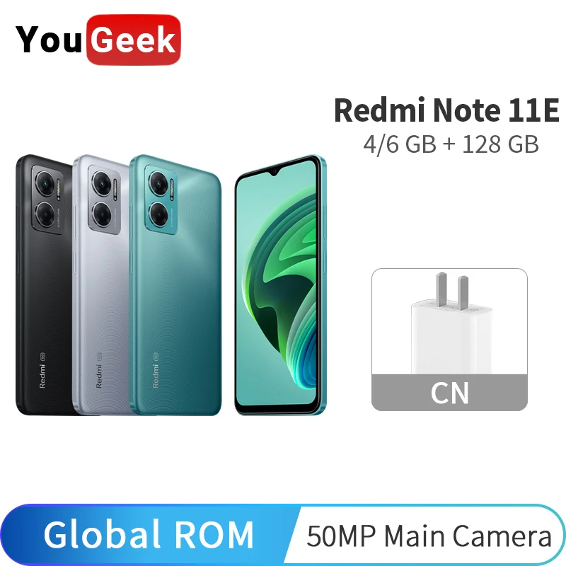  Смартфон Xiaomi Redmi Note 11E глобальной версии, 4 ГБ/6 ГБ + 128 ГБ, 700 дюйма, камера 50 МП, 5000 мАч, быстрая работа 18 Вт, 90 Гц, китайская версия 