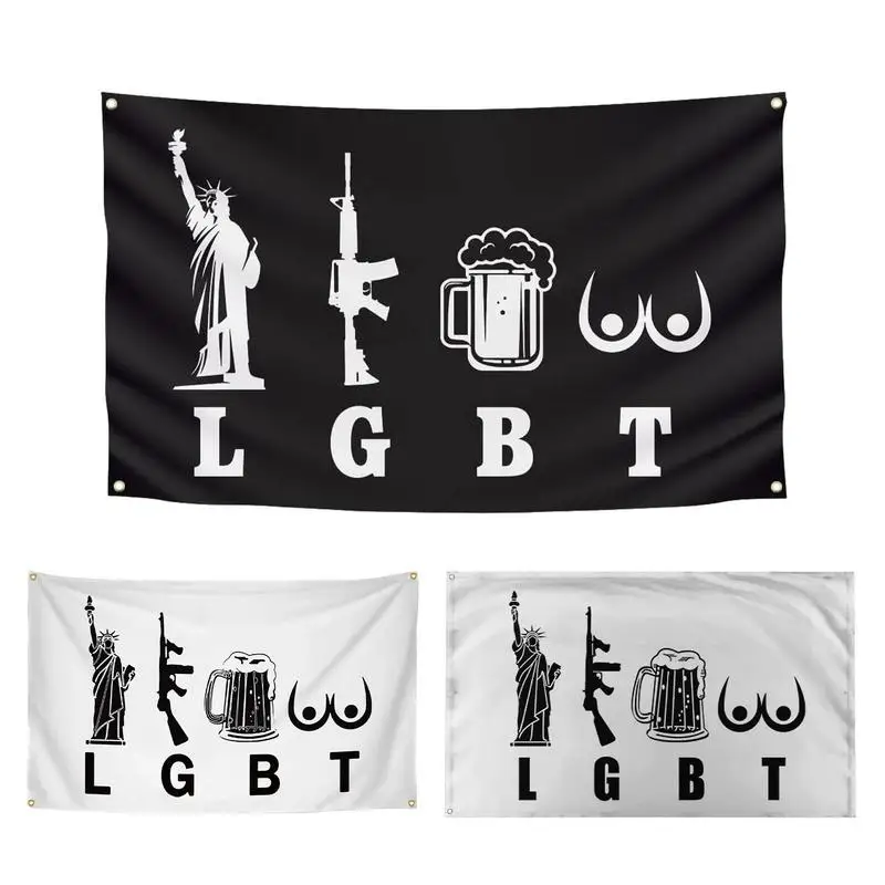 

Flags For Room Guys LGBT Flag Liberty Beer Tits Wall Tapestry Motivational Flag Funny Banner Dorm Flags With Brass Grommets