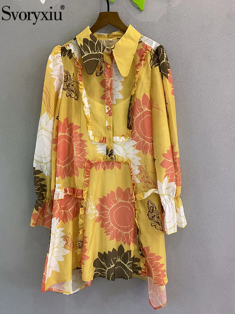 

Женское мини-платье с поясом Svoryxiu, вечерние е Короткое приталенное платье с отложным воротником и расширяющимися книзу рукавами, с винтажны...