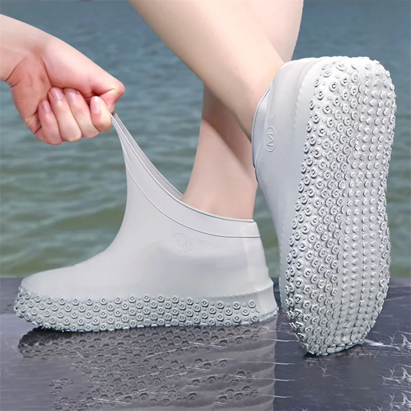 

Многоразовые резиновые водонепроницаемые прочные силиконовые ботинки унисекс для защиты обуви, Нескользящие ботинки для дождливой погоды