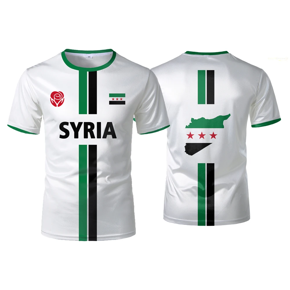Syrian Flag Football Jerseys Men's Sports T-shirts National Emblem Pattern Printed Street Loose Tops Unisex Casual Tees