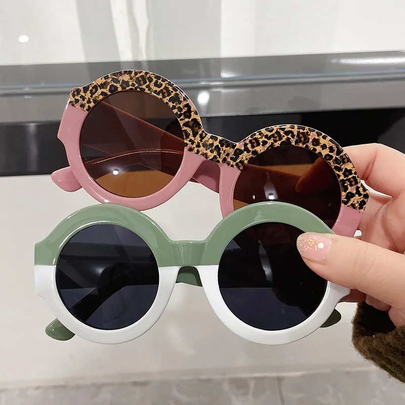 

Retro Women Sexy Leopard Double Color Cartoon Bear Shape Round Sunglasses Female Vintage Sun Glasses UV400 Protection Classic