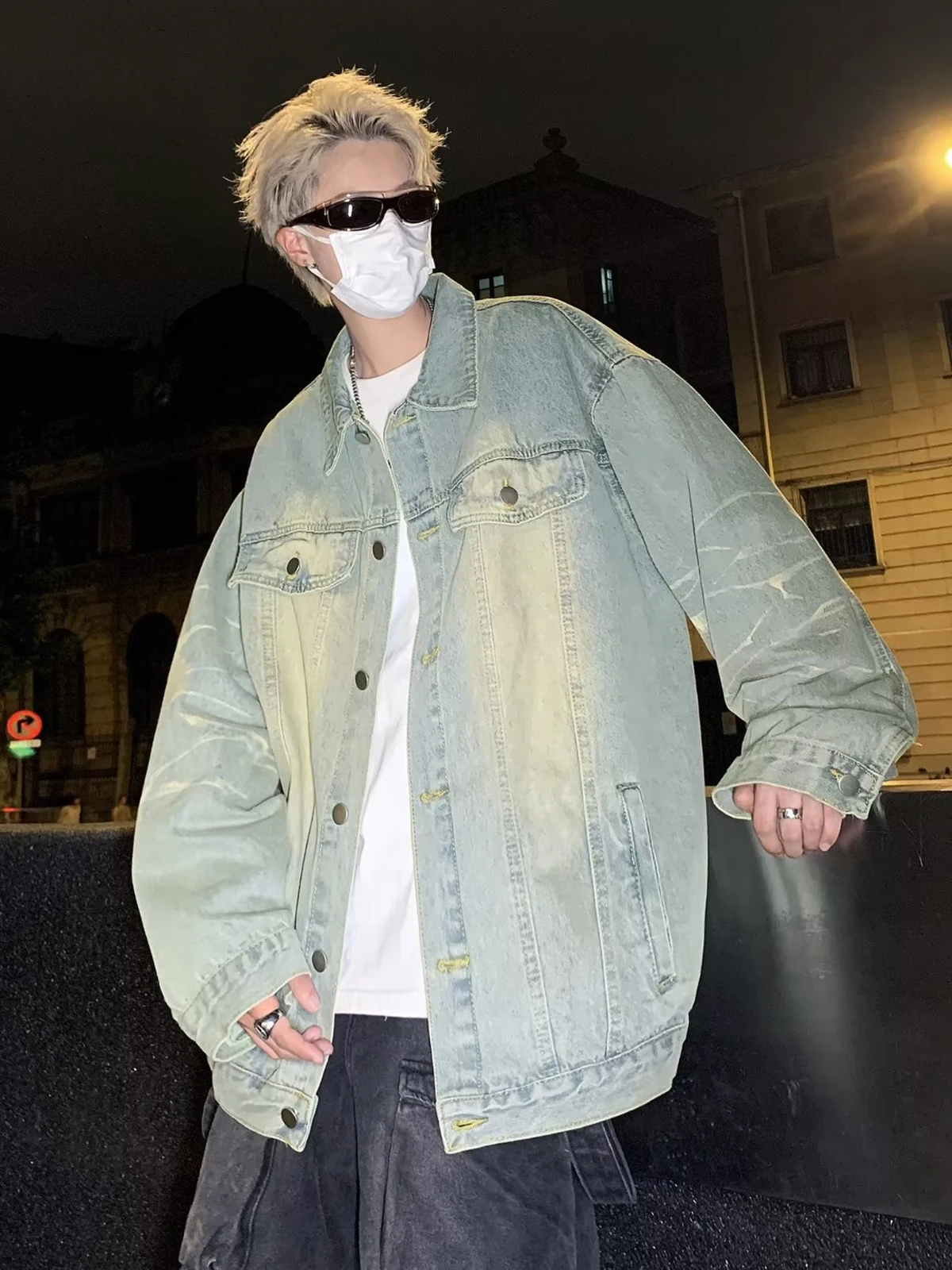 Американский модный бренд потертое джинсовое пальто мужская весенне-осенняя