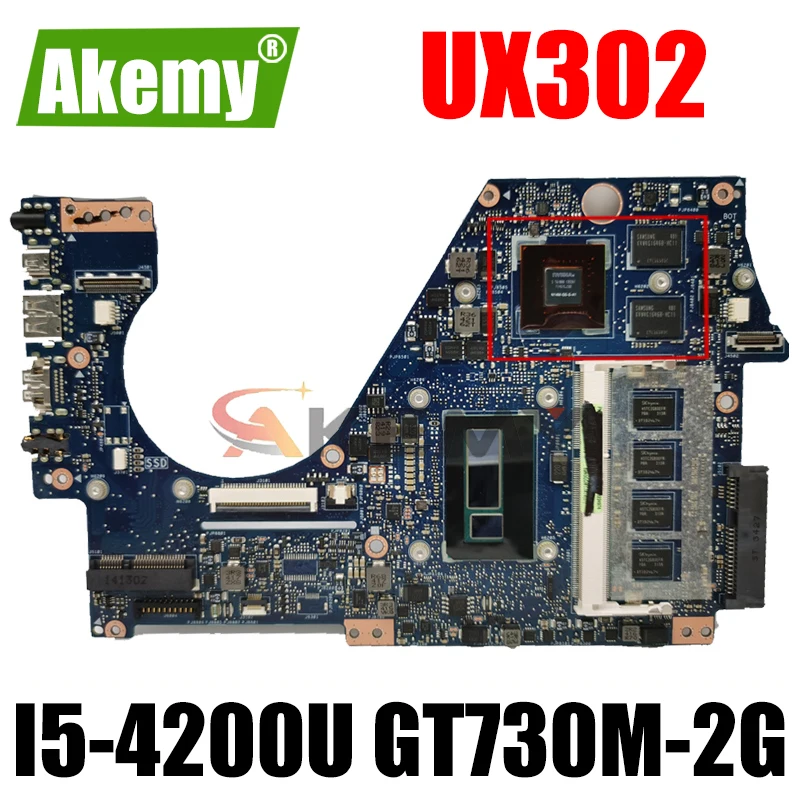 

Akemy UX302 Laptop motherboard for ASUS UX302LG UX302L original mainboard 4GB-RAM I5-4200U GT730M-2G