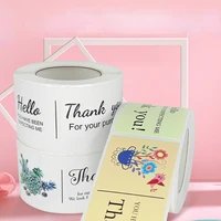 120pcsroll rectangular hello thank you for your purchase stickers cake decorating water cup jar gift box label sticker