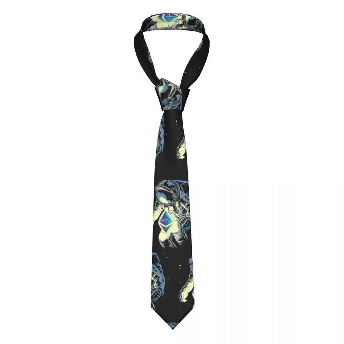 

Space Ethereum Unisex Necktie Silk 8 cm Bitcoin Cryptocurrency Blockchain Astronaut Neck Tie for Men Daily Wear Gravatas Gift