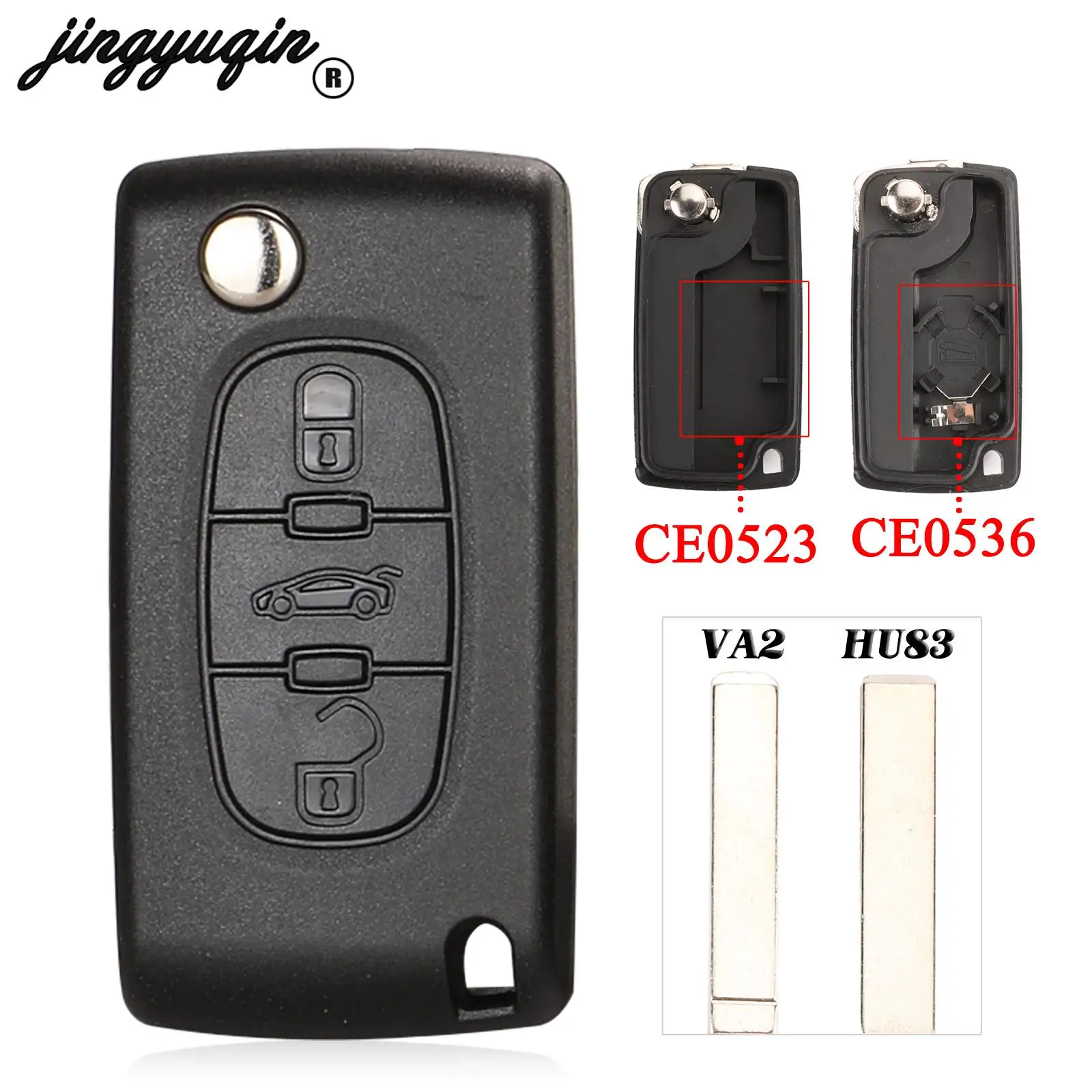 

jingyuqin CE0523/CE0536 For Citroen C2 C3 C4 Hatch Coupe VTR Berlingo C6 C8 Flip Remote Key Case Shell Fob VA2 HCA HU83 Blade