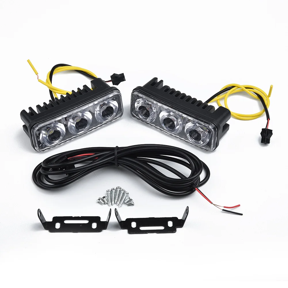 

Указатели поворота, дневные ходовые огни, белый + янтарный, 2 шт., 3 светодиодный, аксессуары, набор автомобильных ламп