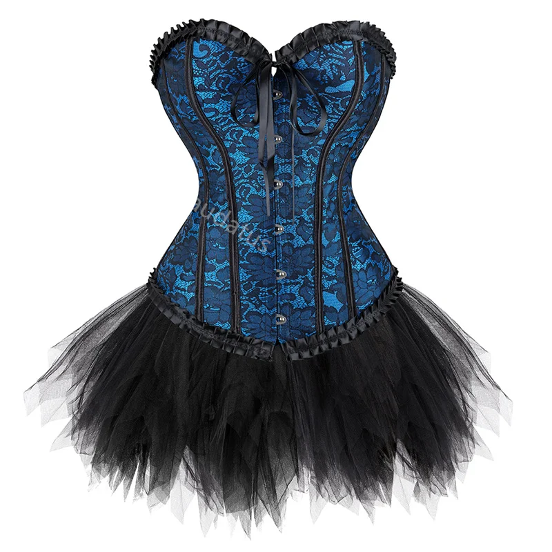 Корсет-юбка платье-пачка комплект с завышенной талией и кружевом костюм для