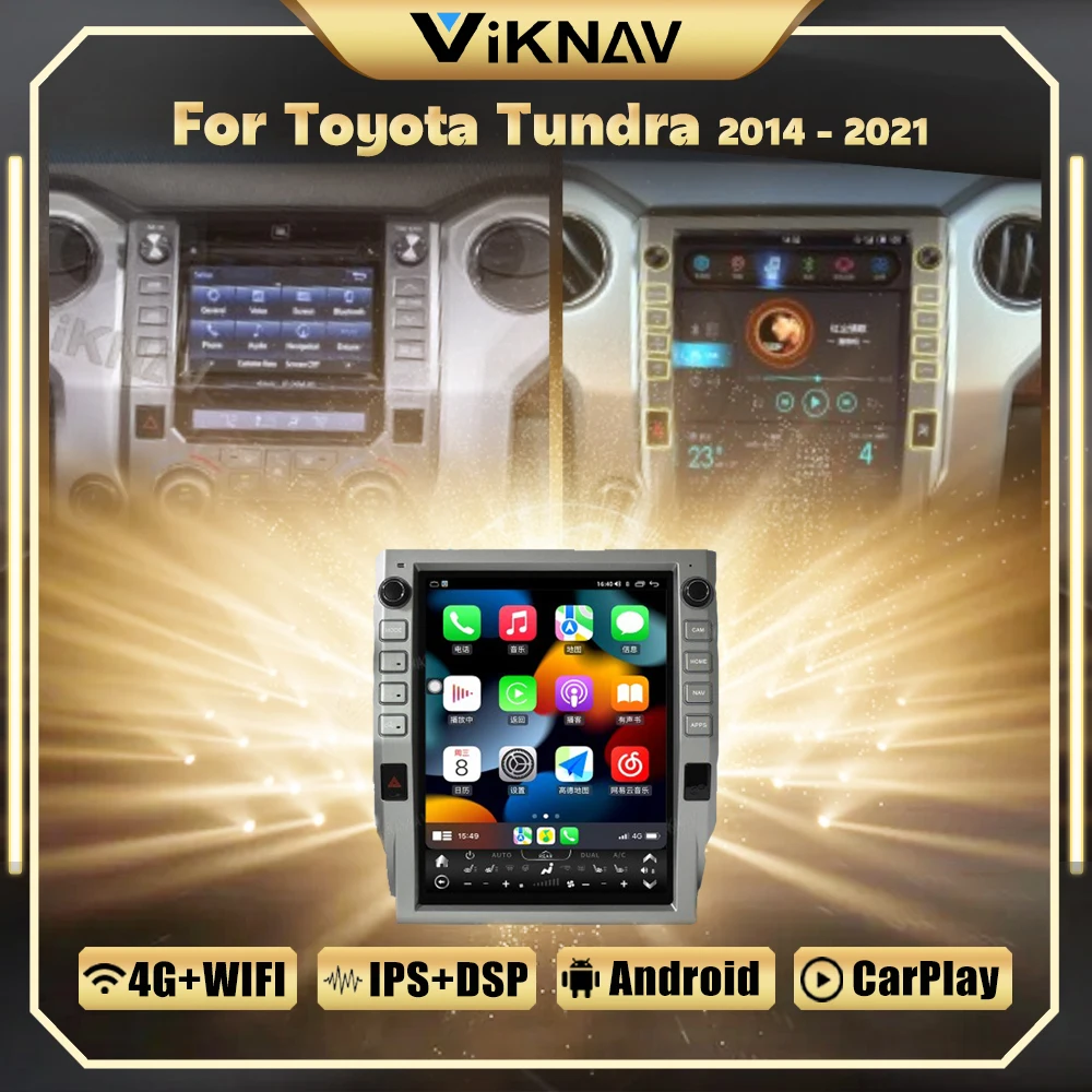 Автомобильное радио 13 дюймов Android 12 для Toyota Tundra 2014-2021 сенсорный экран GPS навигация