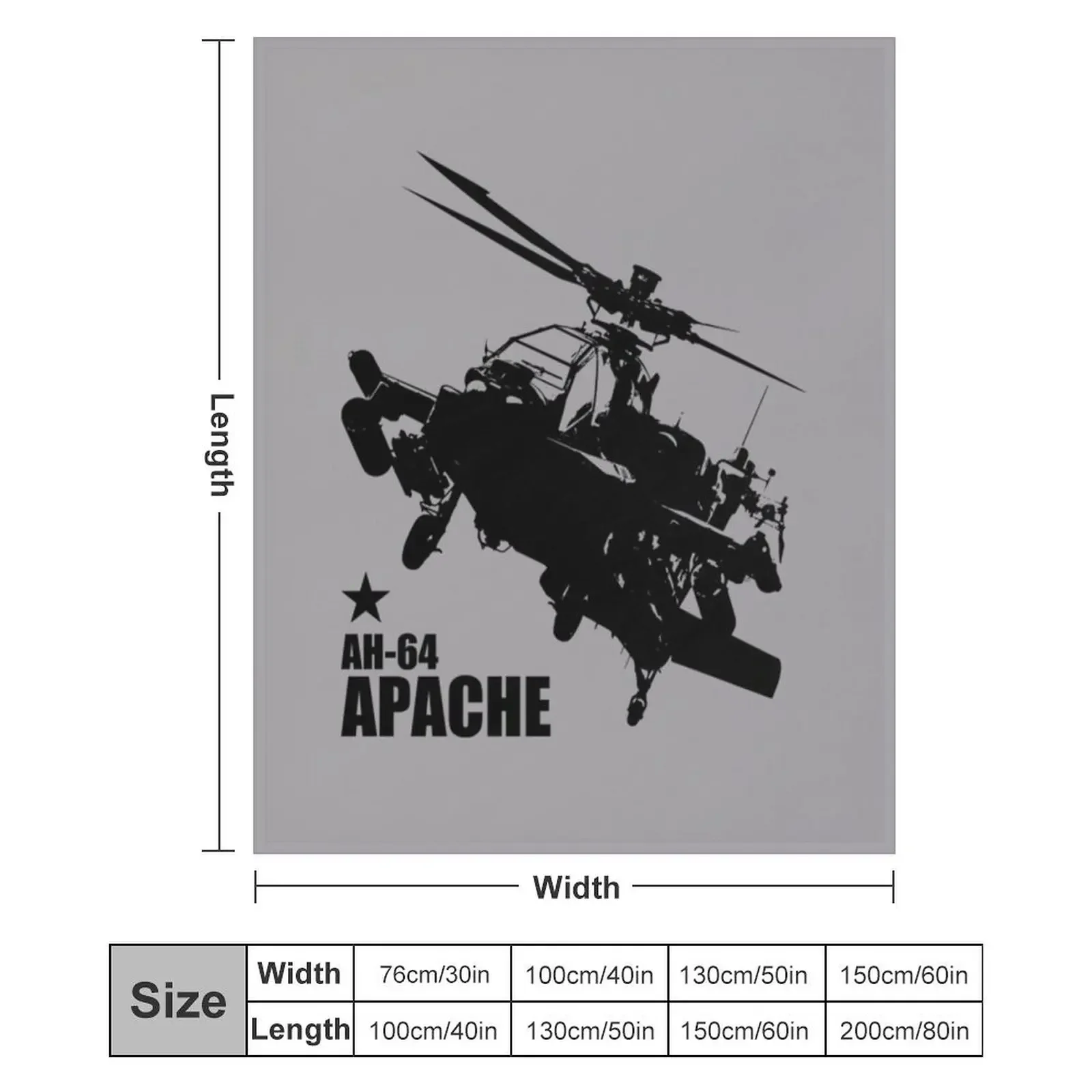 Плед AH-64 Apache (с маленьким логотипом), устойчивый к выцветанию, уютный плед (art.: 3920dc28bec83) - 3920dc28bec83