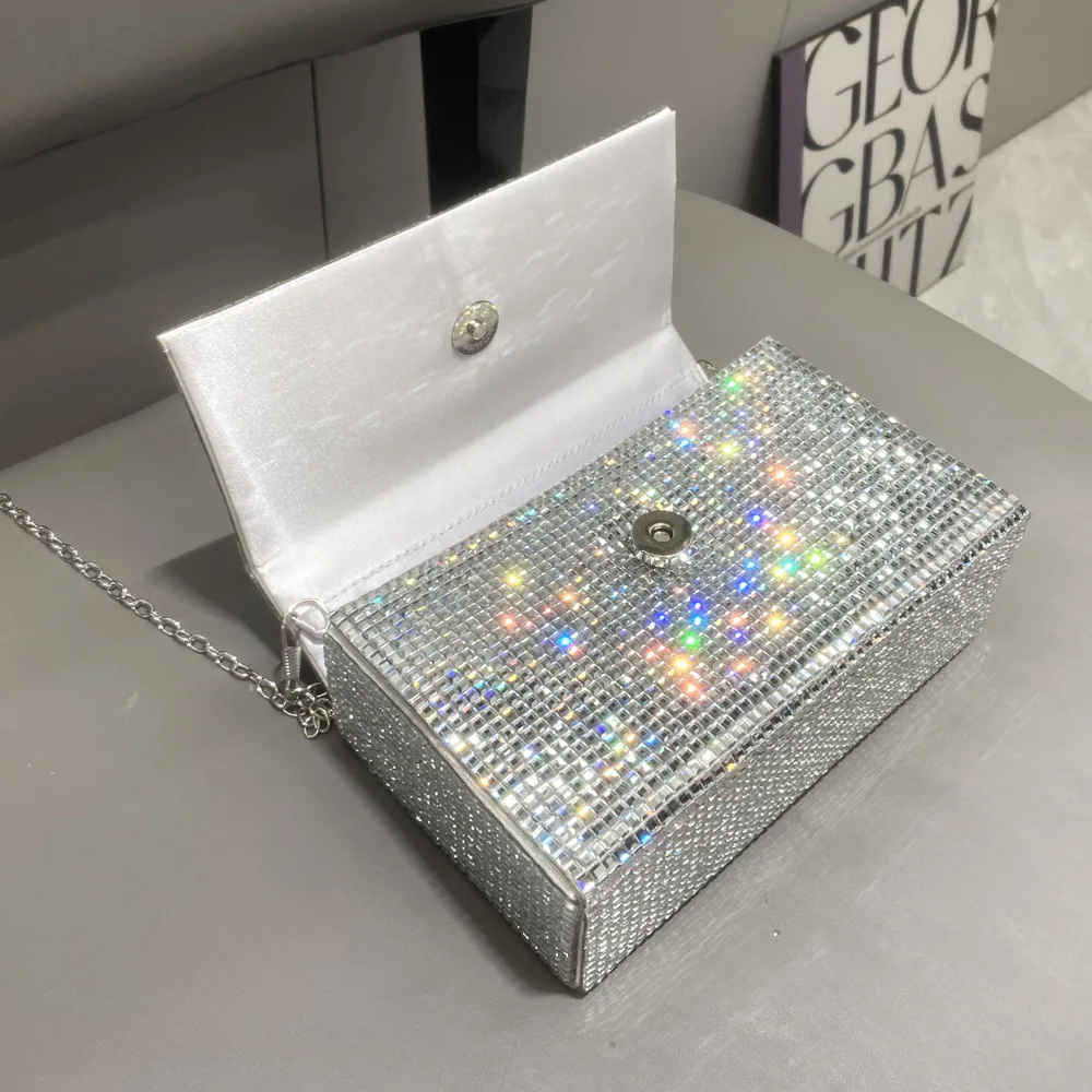 Diamond Transparent Bag Fashion Trendy Portable Acrylic Dinner Handbag For Women Shoulder Bridal Clutch Purse Luxury Wedding