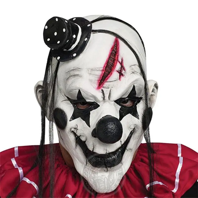 

Роскошная страшная маска клоуна, латексная уродливая маска для Хэллоуина для взрослых, белая маска для Хэллоуина, клоуна, злого убийца, маска для лица