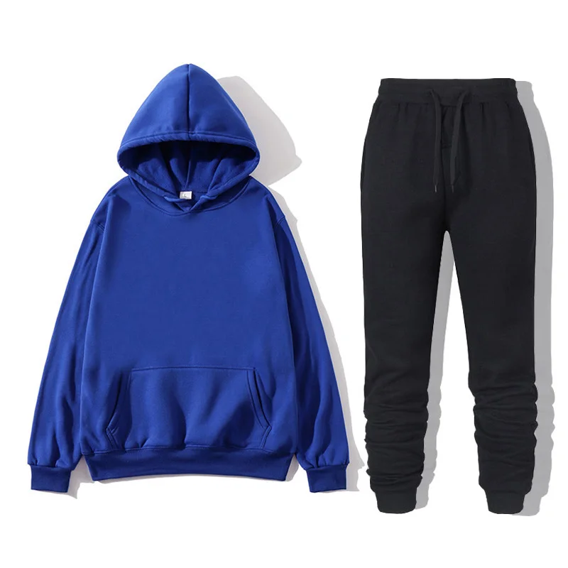 Fashion men's and women's sports suit lovers Hoodie cotton blend casual sweater women's long sleeved trousers two-piece set