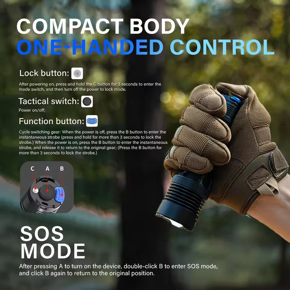 TOWILD BK20 Тактический фонарик перезаряжаемый 5100 лм ультра мощный светодиодный для