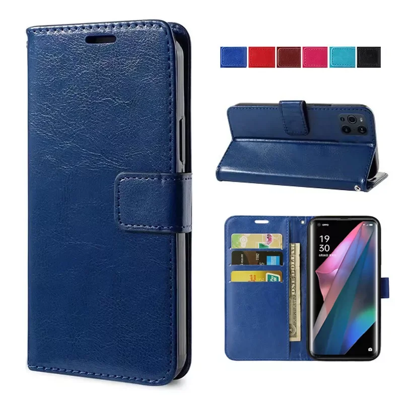 

Classic Wallet Case for Oppo Find X5 X3 Pro X2 Neo Lite F19s F17 F19 Pro Plus F11 R17 R15 3 Card Pocket Phone Bag Cover