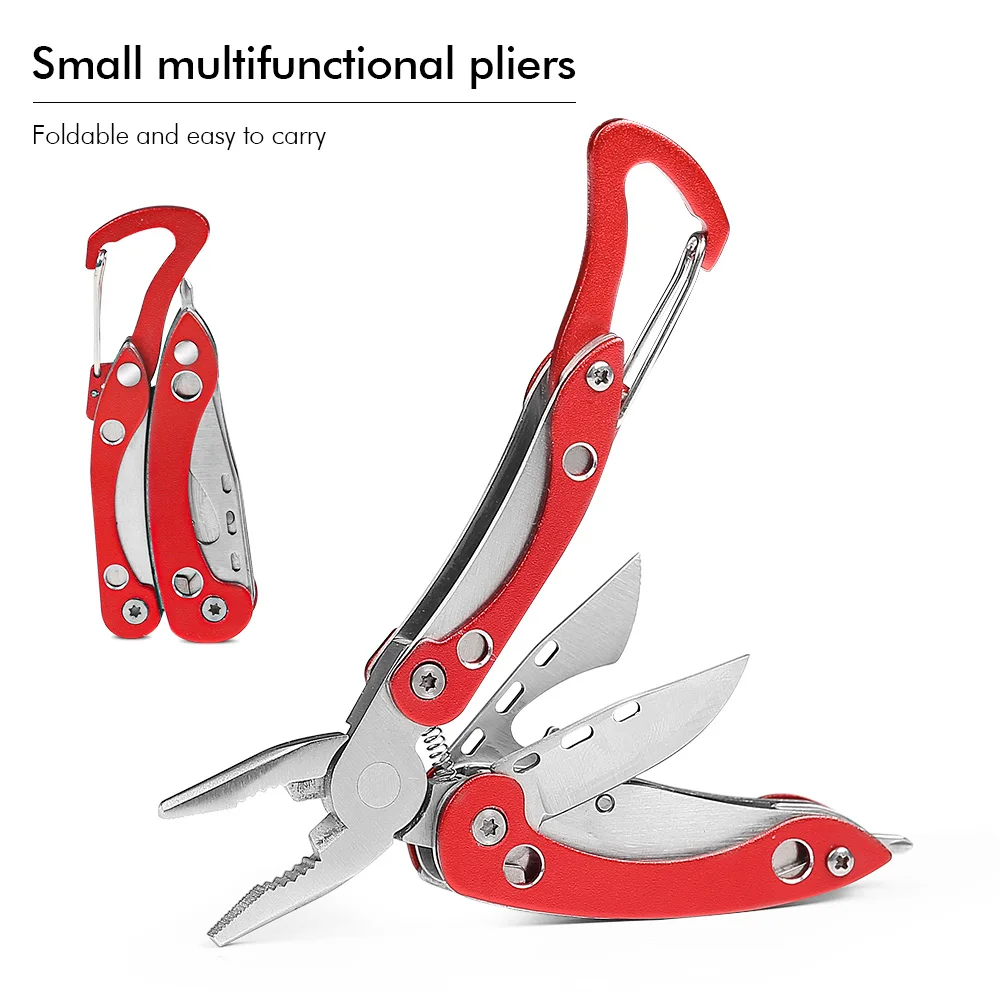 

TURWHO 9 In 1 Portable Multi Function Tool Pliers Mini Knife Screwdriver Climbing Buckle For Outdoor Survival Hunting And Hiking