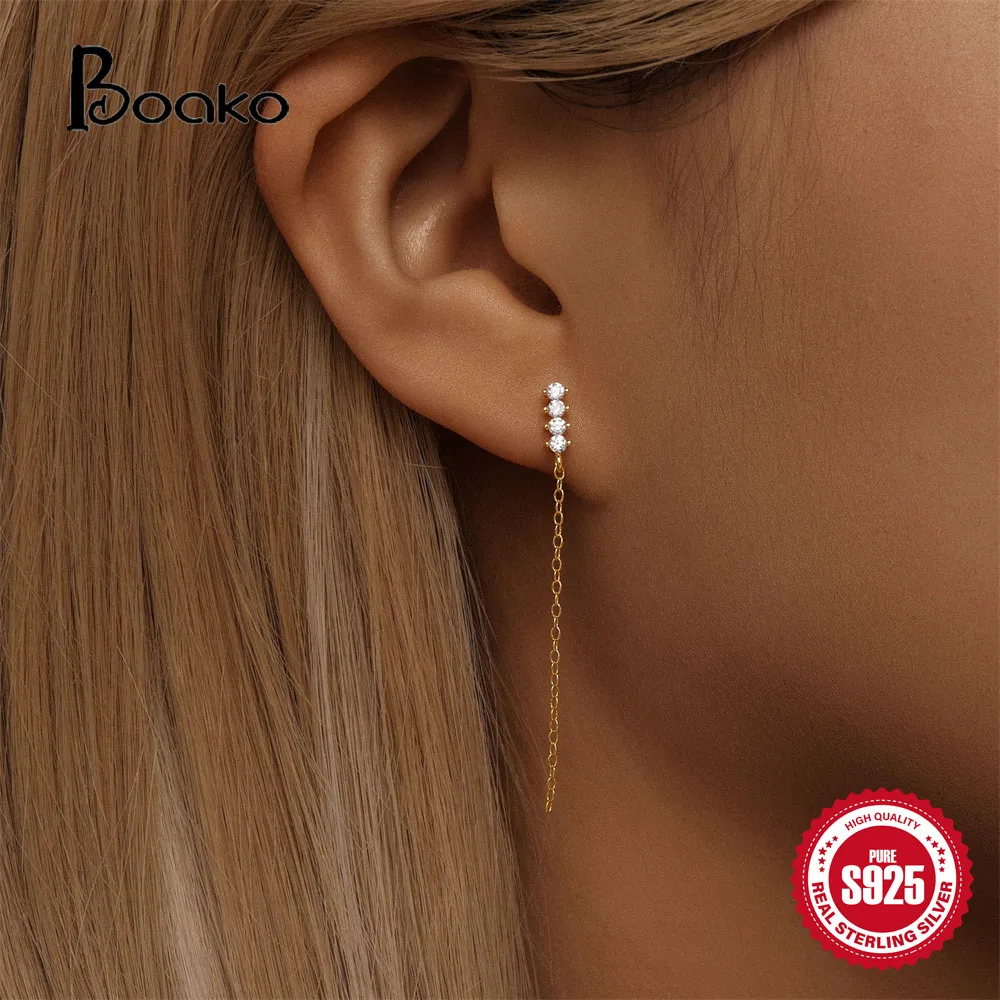 Набор геометрических сережек BOAKO из стерлингового серебра 925 пробы с кисточками и