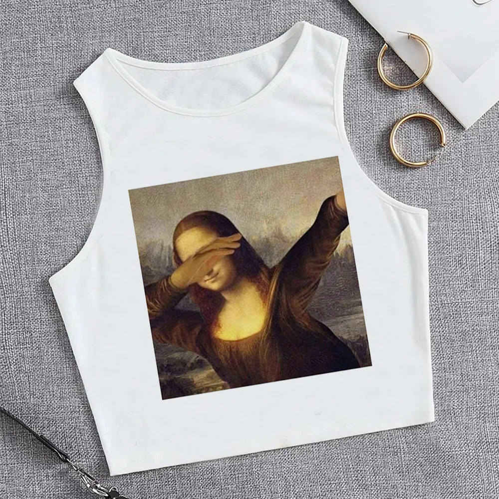 

mona lisa tank top vintage aesthetic goth crop top girl manga hippie 2000s yk2 cropped tshirt