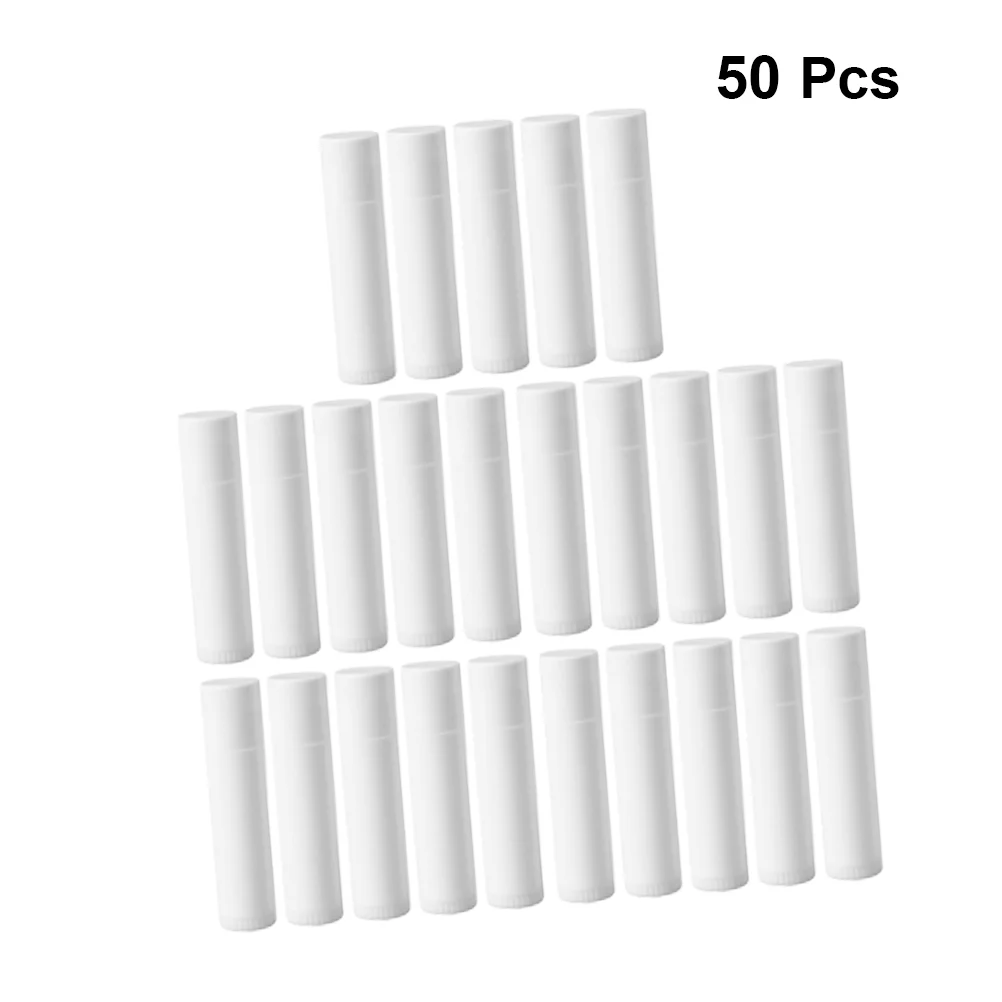 

50 Pcs Plastic Containers Storage Tubes Empty Lip Balm Pomade DIY Tool White Makeup Accessories Travel For cosmetics