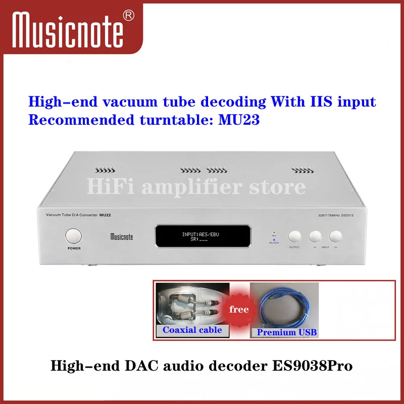 

Аудио декодер Musicnote MU22 DAC, ES9038Pro HIFI вакуумный трубчатый декодер, поддержка XMOS, LDAC, APTX/HD, SBC, AAC