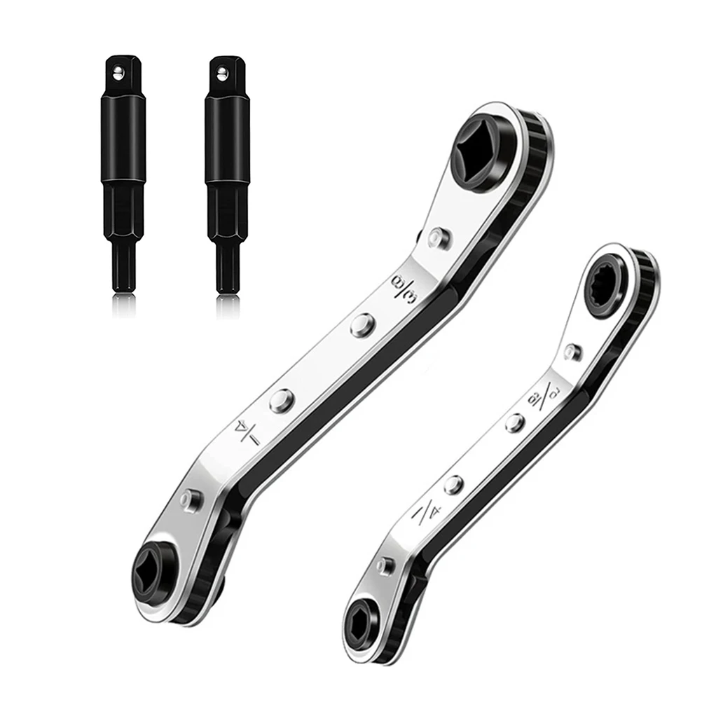 

​Air Conditioner Valve Ratchet Wrench With 2 Hexagon Bit Adapter Kit For Air Refrigeration Equipment Repair Tools Clearance