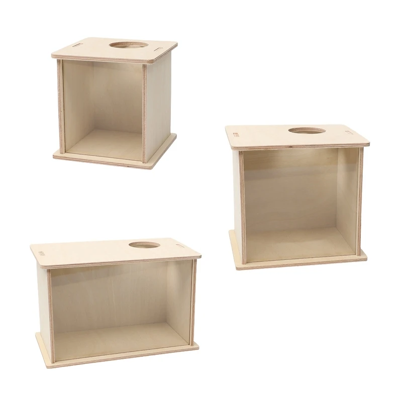 

270F Hamster Wood Bathroom House Container Transparent Window Litter Sand Box