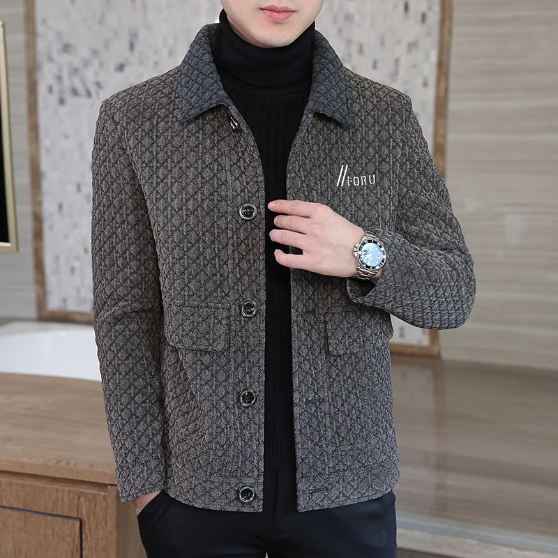 2022 Winter Cotton Thickening Wool Blends Jackets Men Casual Business Short Trench Coats Social Streetwear Overcoat Men Clothing