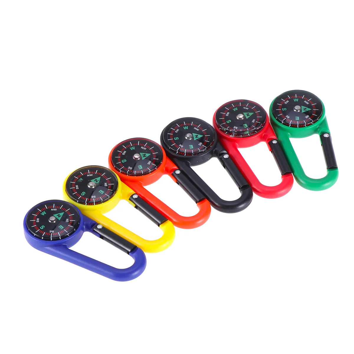 

12pcs Compass Carabiner Self Locking Carabiner Clip Hook Keychain for Hiking, Backpacking, and Camping ( Random Colors )