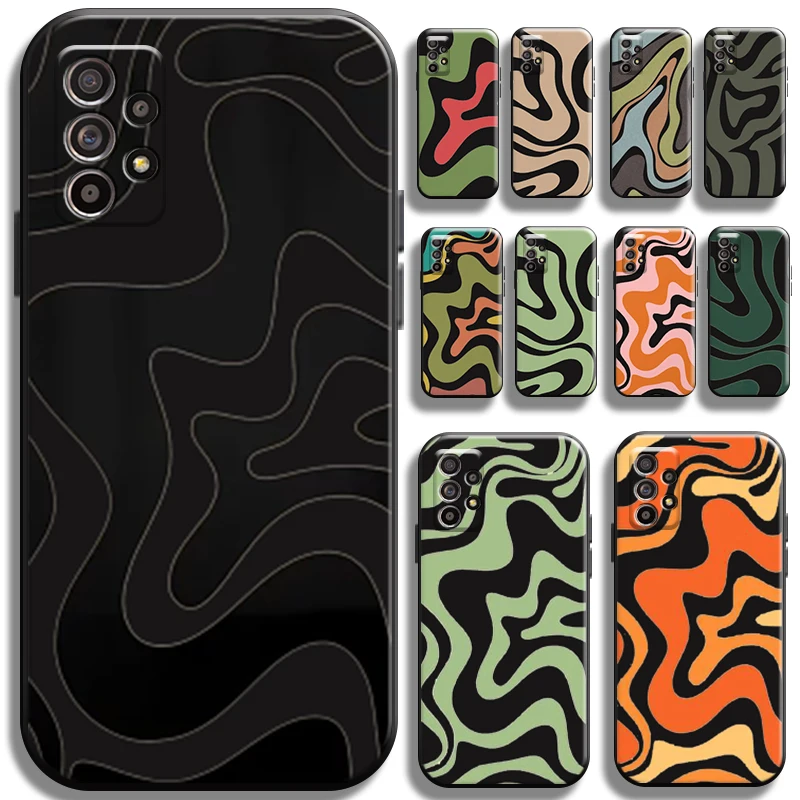 

Simple Color Stripe For Samsung Galaxy A32 A32 5G Phone Case Shockproof Cases Funda Black Full Protection Liquid Silicon
