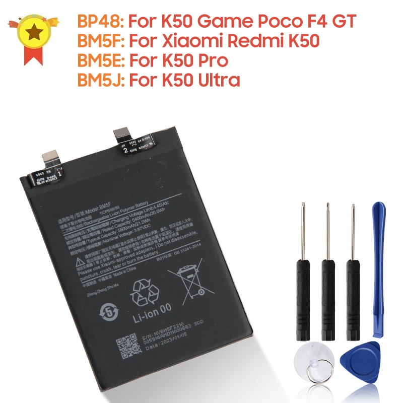 

Replacement Battery BP48 BM5F BM5E BM5J For Xiaomi Redmi K50 Game Poco F4 GT K50Pro K50Ultra 12T Pro OEM Rechargeable Battery
