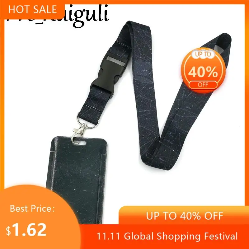 

GPS Network lines Pattern Lanyard Credit Card ID Holder Bag Student Women Travel Card Cover Badge Car Keychain Decorations