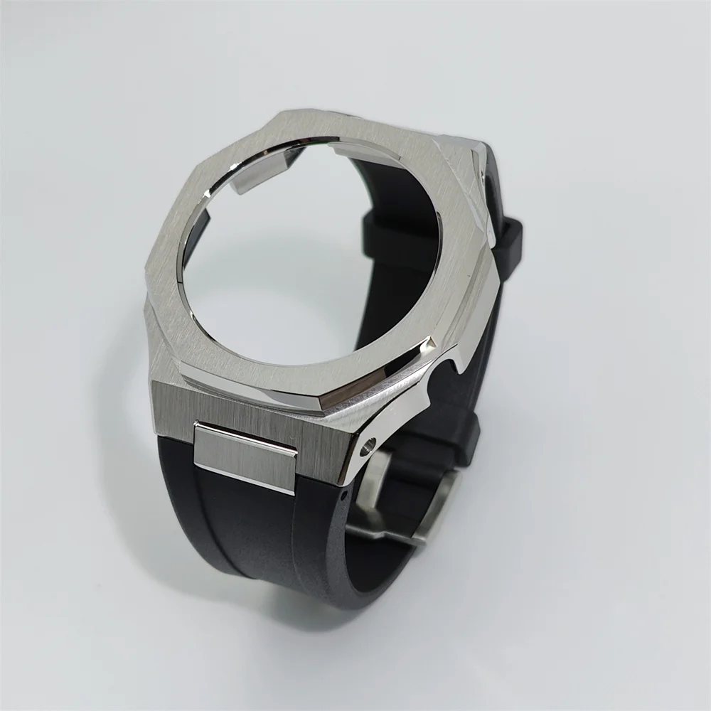 Hontao GA2100 Casioak 5th Gen, серебряные часы из нержавеющей стали, флюорорезиновый ремешок для Casio G Shock чехолB21002110 (art.: 3920c03480229) - 3920c03480229