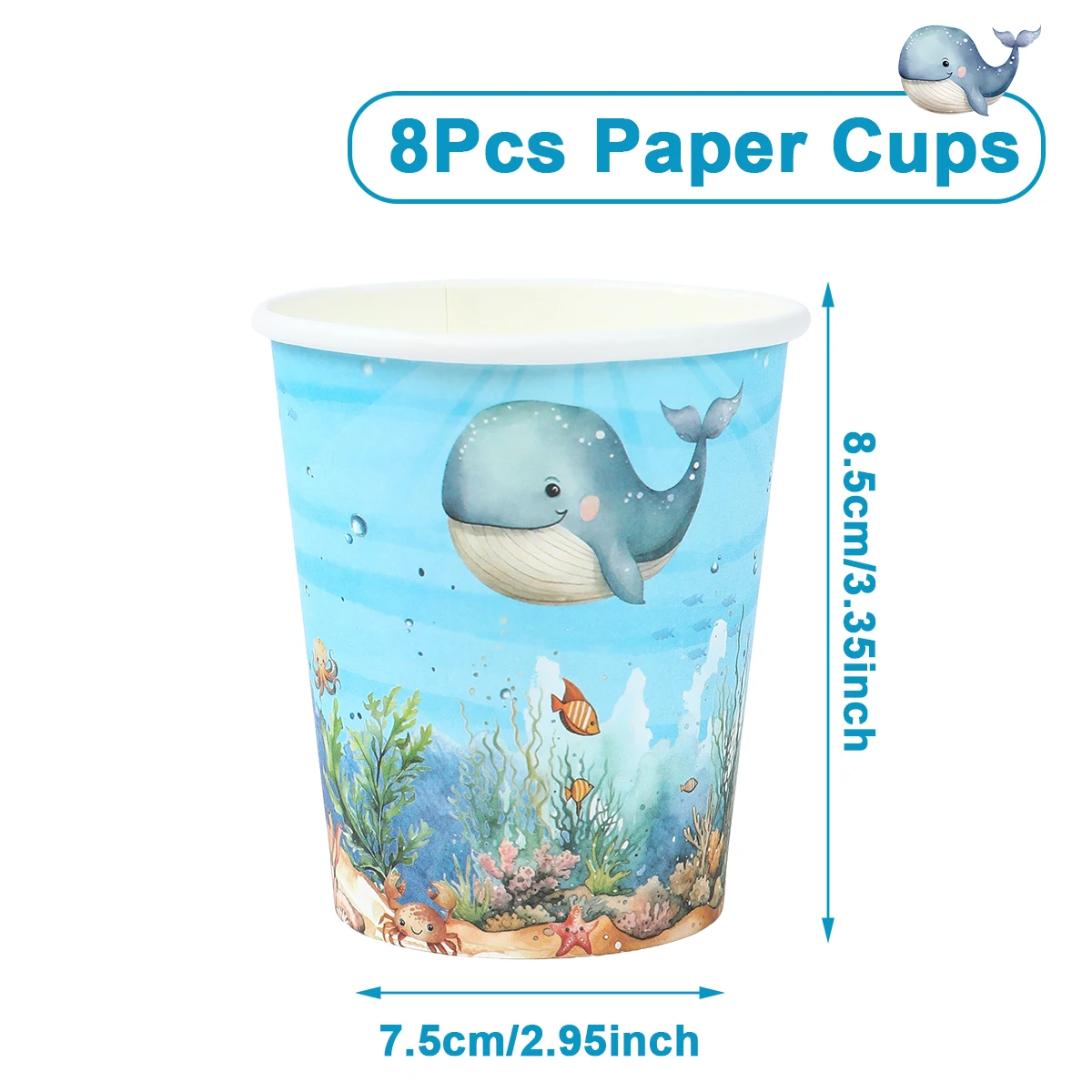 

Бумажная посуда для праздника "Акулы в океане", Wayfun