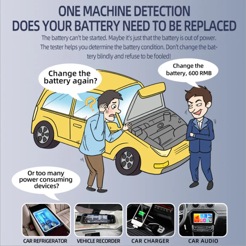 Universal 12V 24V Car Battery Tester LCD Vehicle Cranking Charging Scanner Diagnostic Measurement Analyzer |