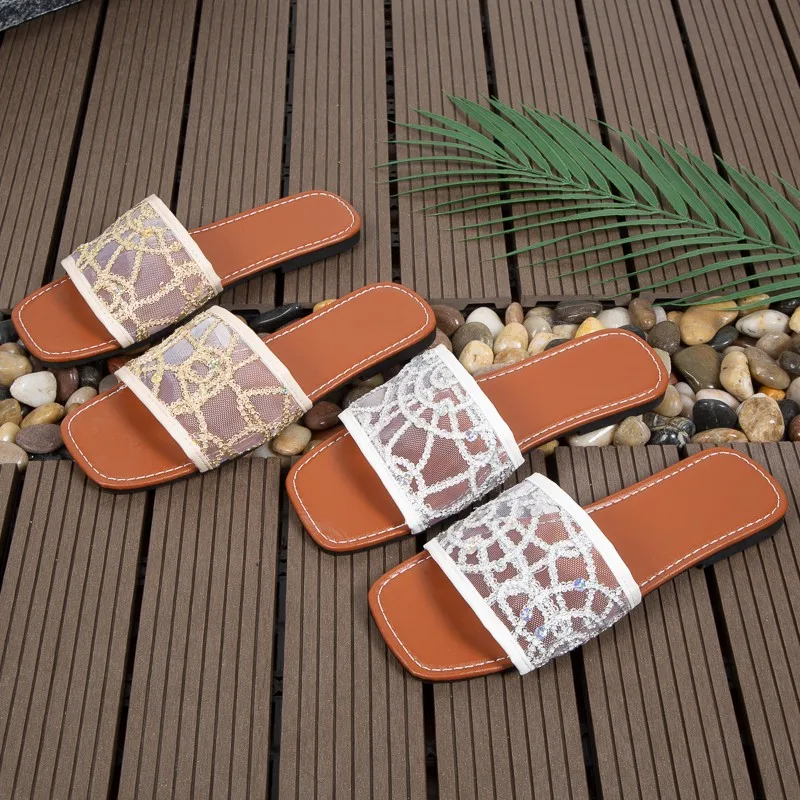 Women's Sandals Boho Style Colorblock Embroidered Casual Simple Flat Sandals Slipper for Women Indoor Outdoor Sandals for Women