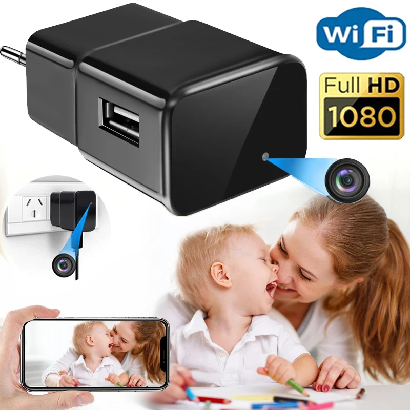 

Surveillance Cameras Mini US/EU Plug 1080P Video Recorder Audio Micro Wireless Camcorders Portable Security Charger USB