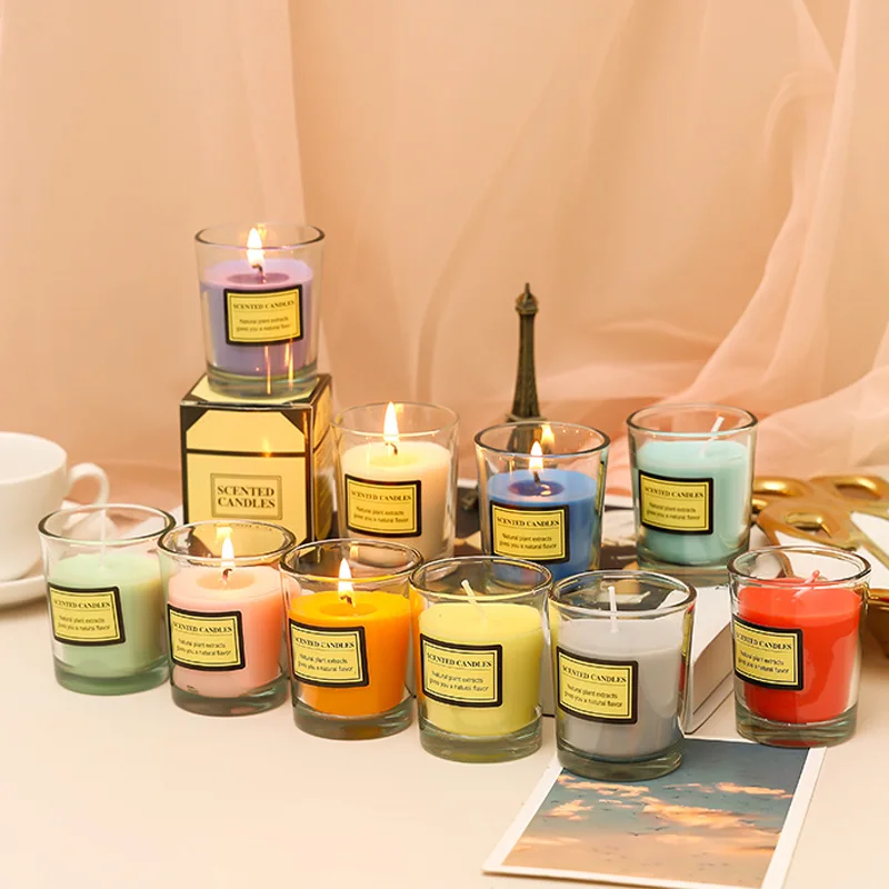 

Household candle niche plant wax scented candles in glass creative wedding guest gift candles smokeless aroma candle cup