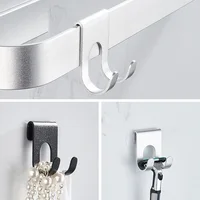 200Pcs/Lot Aluminum Alloy Hook Shower Glass Door Hook Free Hole Shaver Holder Rack Hook Hanger Plug Organizer Rack Towel
