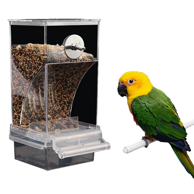 

New Bird Feeders Automatic Parrot Feeder Drinker Acrylic Seed Food Container Cage Accessories For Small And Medium Parakeets