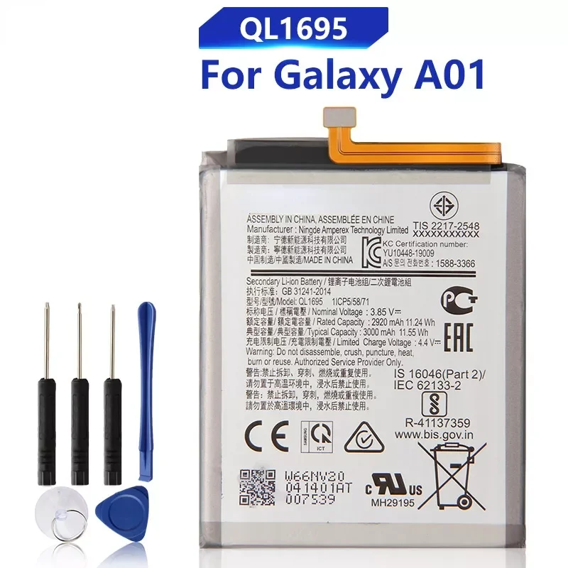 

2023New Replacement Battery QL1695 For Samsung Galaxy A01 Rechargeable Phone Battery 3000mAh