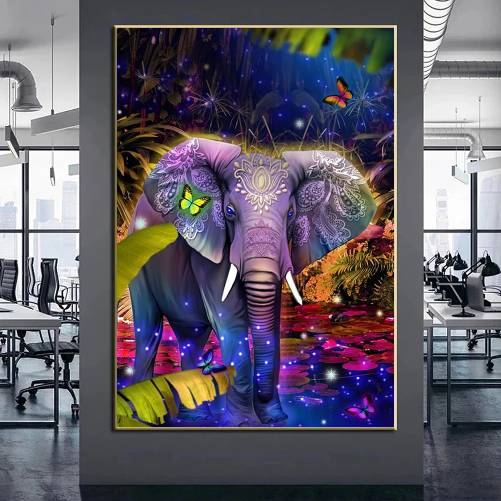 

Алмазная живопись, слон, животное 5D, картина своими руками, мозаика, вышивка крестиком, украшение для дома