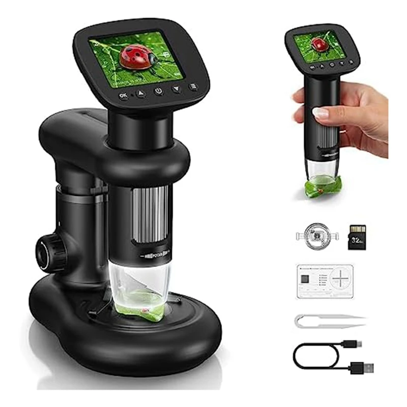 

Handheld Digital Microscope 1000X Pocket Microscope Portable Microscope With 2In LCD Screen,For Kids With 8 LED Lights